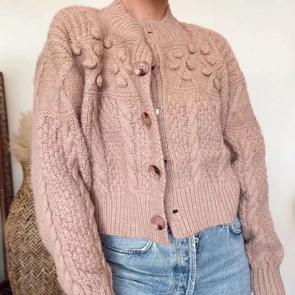 Pink Fuzzy Pom Pom Cardigan - New - Picture 6 of 7